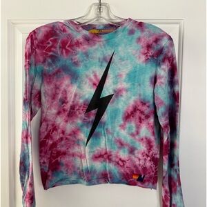 Tie-dye AVIATOR NATION long-sleeve bolt tee size XS